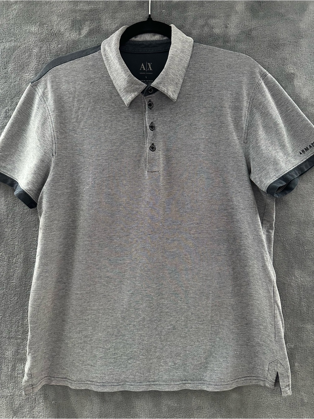 Armani Exchange Heather Gray Polo with Dark Gray Trim